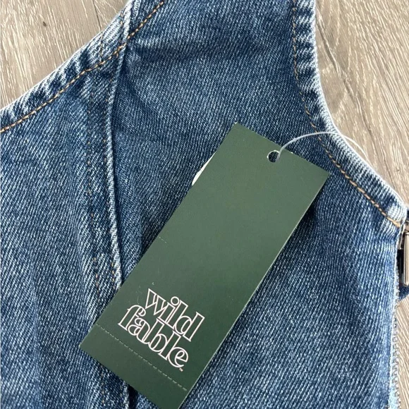 Wild Fable Women’s Scoop Neck Reworked Denim Tiny Vest XS - Picture 2 of 4